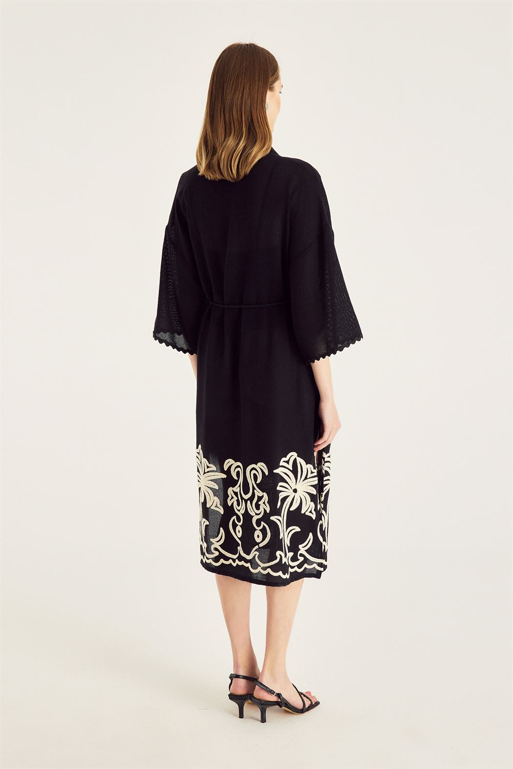 Nakışlı Siyah Kimono