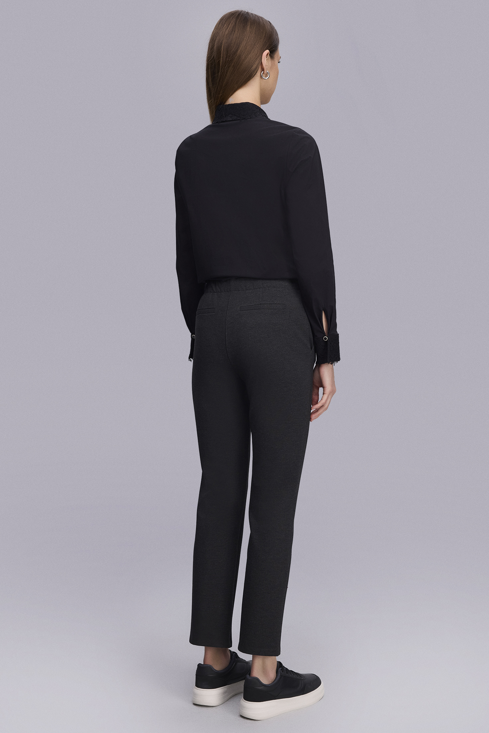 Önü Dikişli Antrasit Örme Pantolon Önü Dikişli Antrasit Örme Pantolon