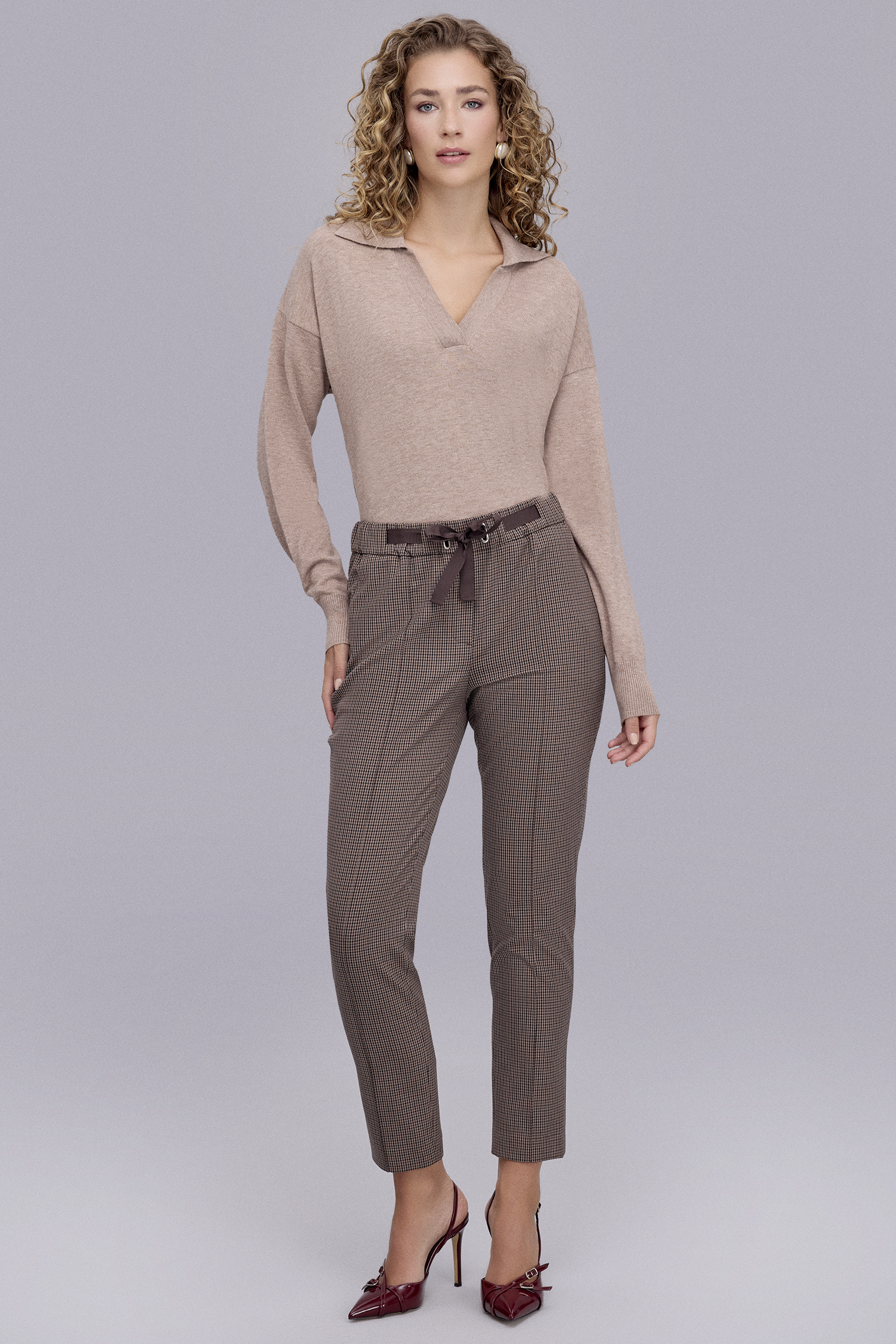 Beli Bağlamalı Havuç Form Kahve Pantolon Beli Bağlamalı Havuç Form Kahve Pantolon