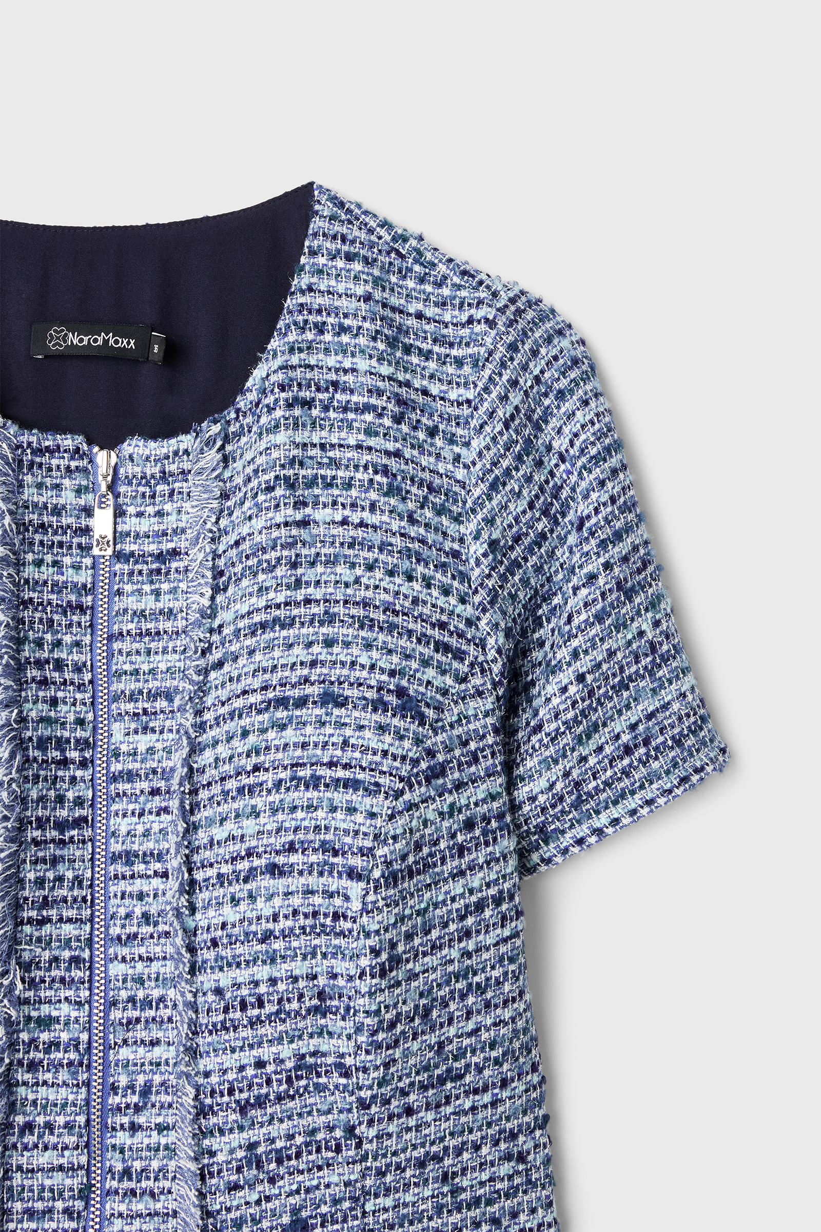 Önü Fermuarlı Mavi Tüvit Elbise