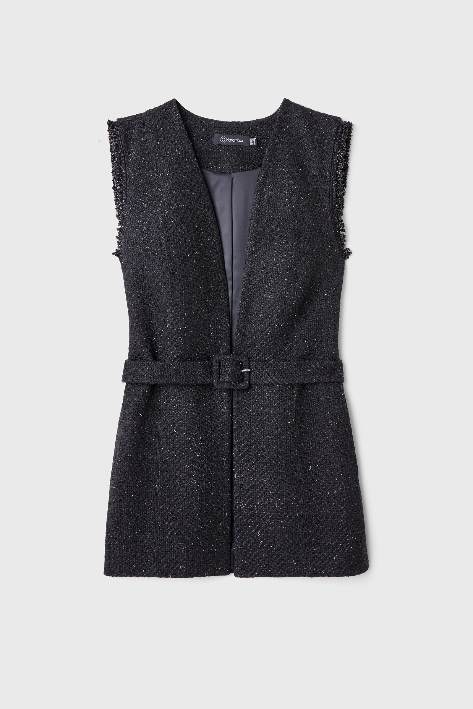 Kemerli Siyah Tüvit Yelek